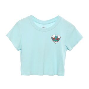 NWT Boys Lie “Read Receipts” Light Blue Heart Graphic Cropped Tee